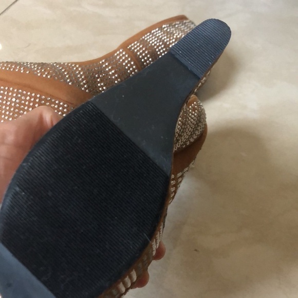 RHINESTONE ,Crystals,gravity ,heels ,heelles vegan suede platform ankles straps - Picture 7 of 8